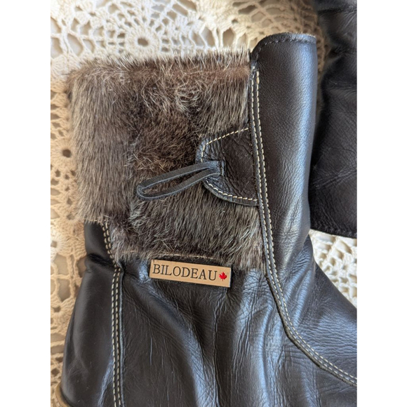 BILODEAU | Leather Winter Ankle Boots With Seal Fur Trim Size 9.5 - Picture 8 of 13